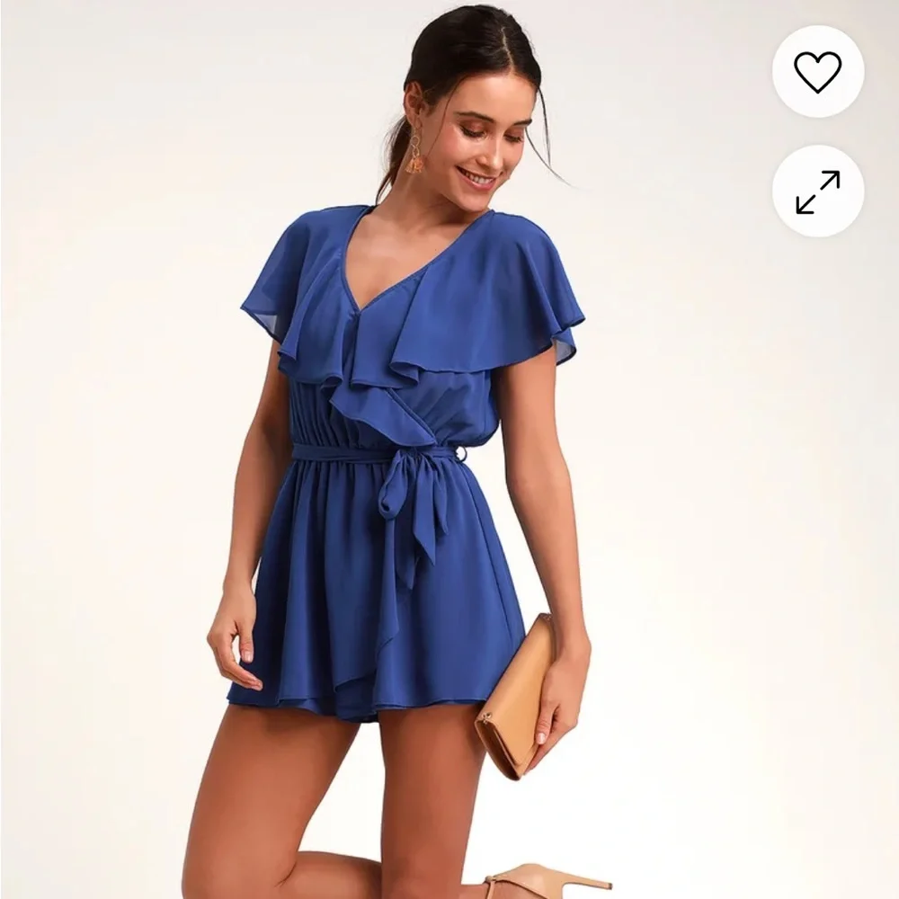 Blue Ruffle Romper - Picture 1 of 4